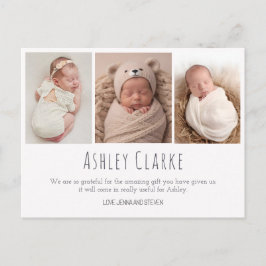 Nyfödd bebis moderna födelseattest vykort