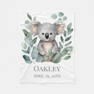 Nyfödd bebis Namn Födelsedatum Koala Bear Fleecefilt