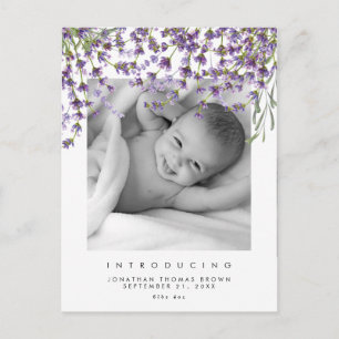 nyfödd bebis neutralt lavender-fotovykort helg vykort