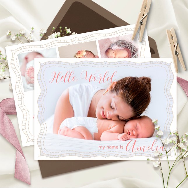Nyfödd bebis Newborn Girl Birth Stats 4 Photo Meddelande (Skapare uppladdad)