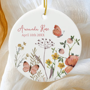 Nyfödd bebis Ornament Birthday Wildblomma