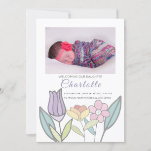 Nyfödd bebis Pastel Flowers Personlig Meddelande