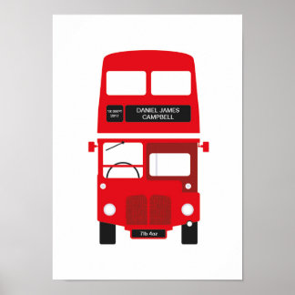 Nyfödd bebis Personlig London Red Buss Poster