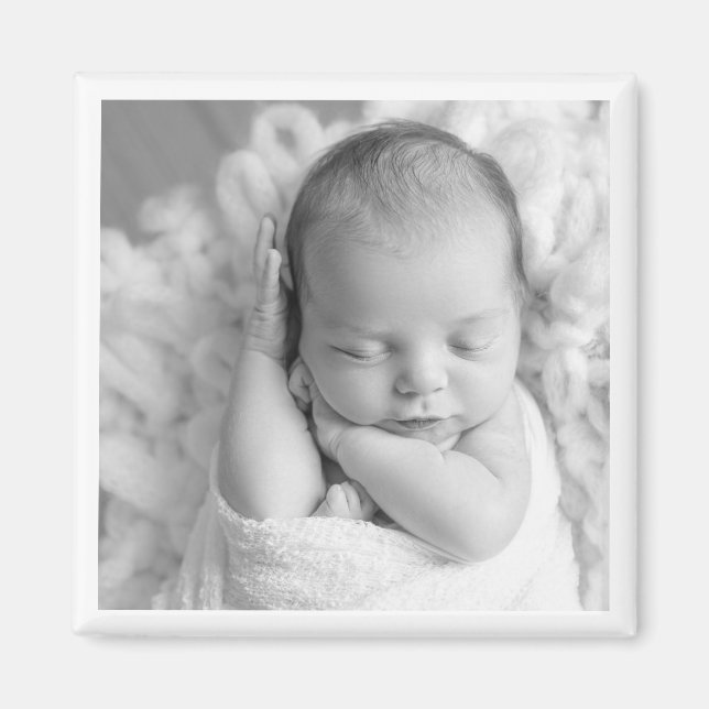 Nyfödd bebis Photo Black White Timless Keepsaké Sw Magnet (Framsidan)
