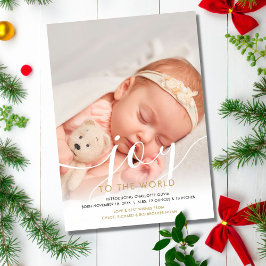 Nyfödd bebis Photo Joy till världsfågeln Julkort