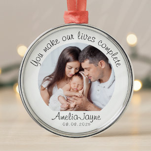 Nyfödd bebis Photo Keepsak for Parents Gift Julgransprydnad Metall