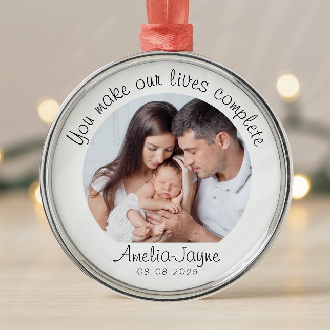 Nyfödd bebis Photo Keepsak for Parents Gift Julgransprydnad Metall (Skapare uppladdad)