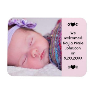 Nyfödd bebis Photo Magnet Birth Notice