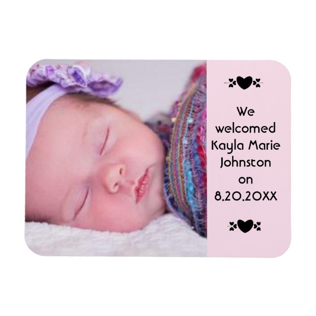 Nyfödd bebis Photo Magnet Birth Notice (Horisontell)