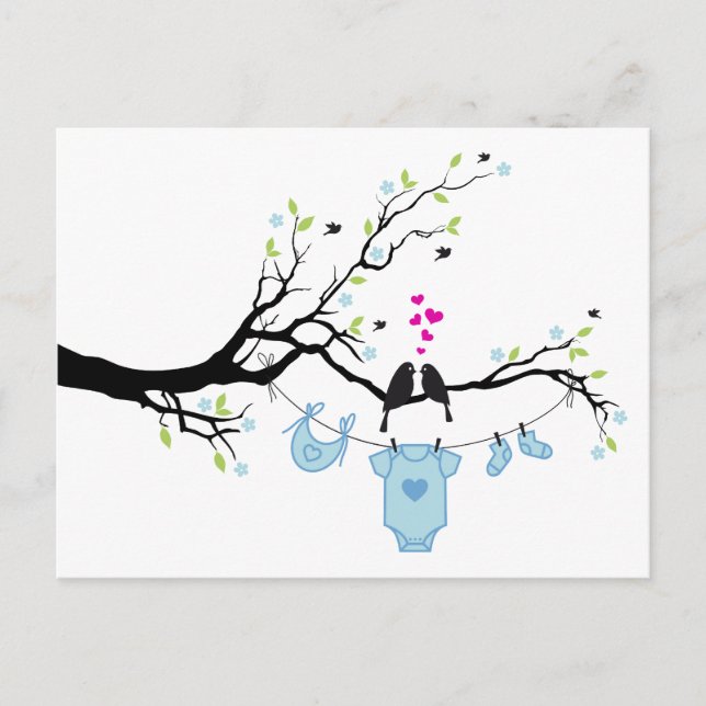 nyfödd bebis pojke, babyduschdesign vykort (Framsida)