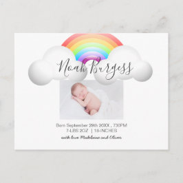 Nyfödd bebis Rainbow Birth Announcement Photo Vykort