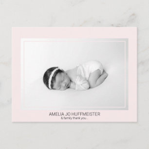 Nyfödd bebis Rosa Modern Tack B/W-foto Vykort