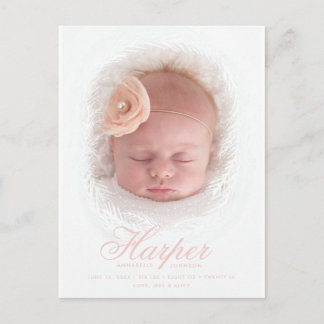 Nyfödd bebis Rustic Script Photo Birth-meddelande Vykort