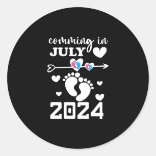 Nyfödd bebis som kommer i juli 2024 gravid runt klistermärke