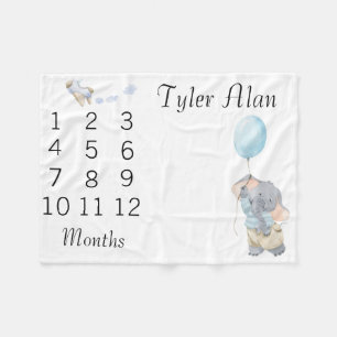 Nyfödd bebis Spädbarn Milestone Cute Little Elepha Fleecefilt
