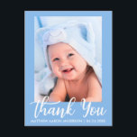 Nyfödd bebis Tack Blue Meddelande Vykort<br><div class="desc">Blåvykort för nyfödd bebis Tack</div>