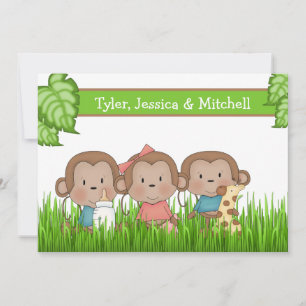 Nyfödd bebis Triplets Girl and Two Boys Cute Monke Meddelande