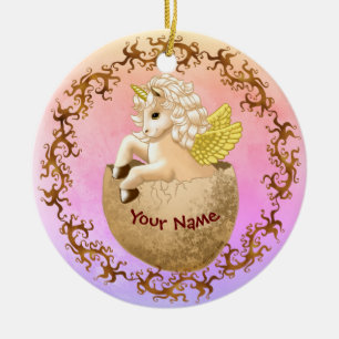 Nyfödd bebis Unicorn Julgransprydnad Keramik