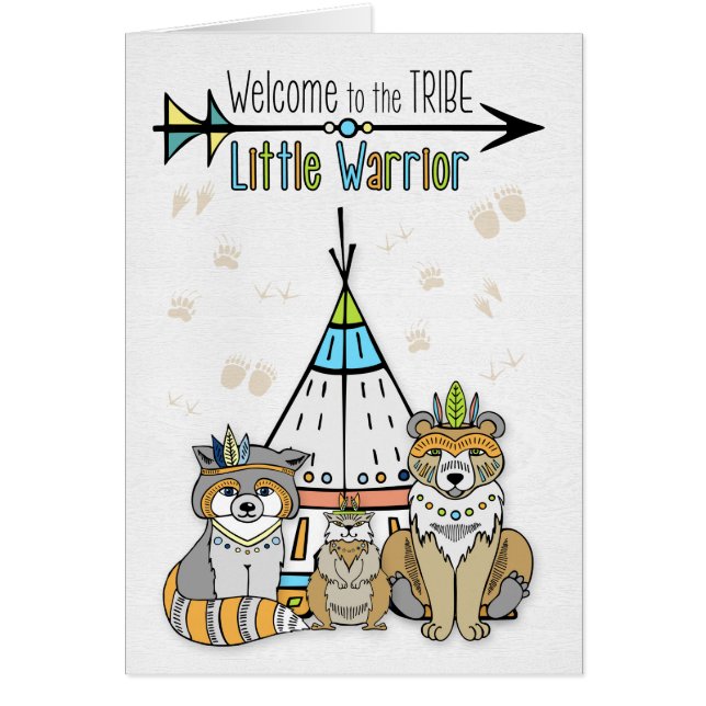 Nyfödd bebis Välkommen till Tribe Little Warrior Hälsningskort (Framsidan)