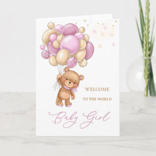 Nyfödd bebis välkommen till världsblocket Rosa Bub Kort