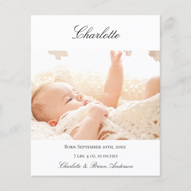 Nyfödd bebis välkomnar meddelandet om budget för f flygblad (Framsidan)