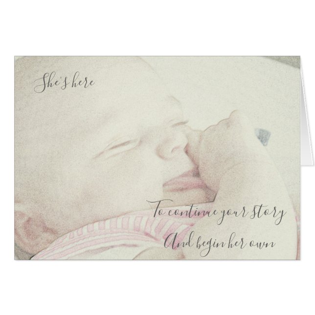 Nyfödd bebisflicka hälsningskort (Framsidan Horizontal)