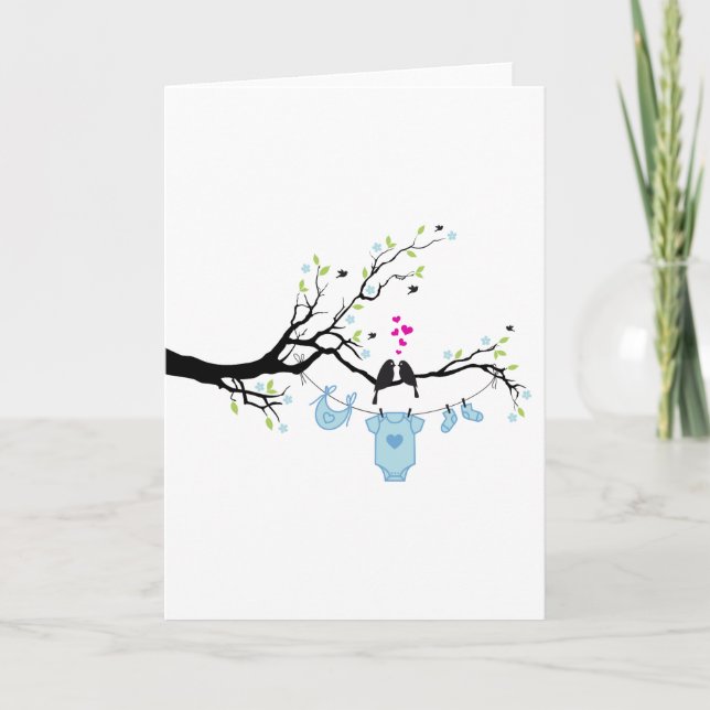 nyfödd bebispojke, baby showerdesign kort (Framsida)
