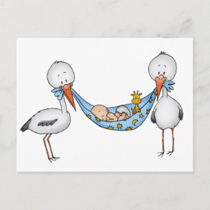 Nyfödd bebispojke - baby showergåva vykort