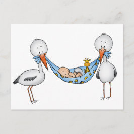 Nyfödd bebispojke - baby showergåva vykort