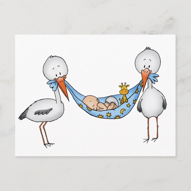 Nyfödd bebispojke - baby showergåva vykort (Framsida)