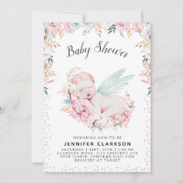 Nyfödd Blommigt Baby Shower Inbjudningar