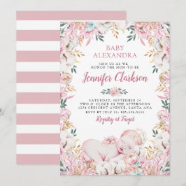 Nyfödd Blommigt Baby Shower Inbjudningar