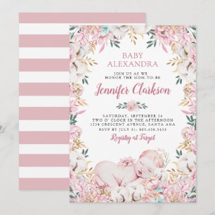 Nyfödd Blommigt Baby Shower Inbjudningar