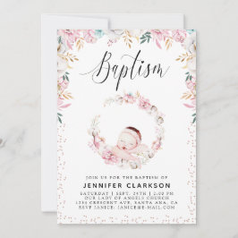 Nyfödd Blommigt Baptism Inbjudningar