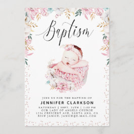 Nyfödd Blommigt Baptism Inbjudningar