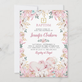Nyfödd Blommigt Baptism Inbjudningar