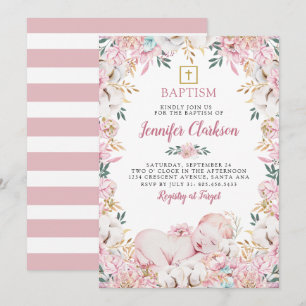 Nyfödd Blommigt Baptism Inbjudningar