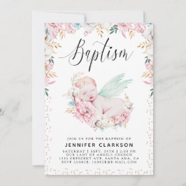 Nyfödd Blommigt Baptism Inbjudningar