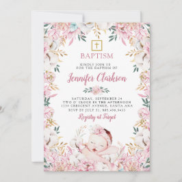 Nyfödd Blommigt Baptism Inbjudningar