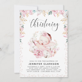 Nyfödd Blommigt Christening Inbjudningar