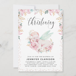 Nyfödd Blommigt Christening Inbjudningar