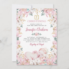 Nyfödd Blommigt Christening Inbjudningar