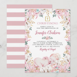 Nyfödd Blommigt Christening Inbjudningar