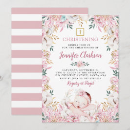 Nyfödd Blommigt Christening Inbjudningar
