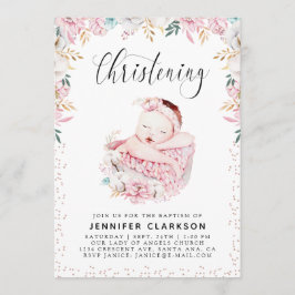 Nyfödd Blommigt Christening Inbjudningar