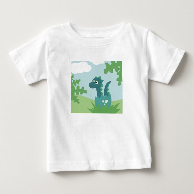 Nyfödd dinosaur-pojke i eggshell-söt tecknad t shirt (Framsida)