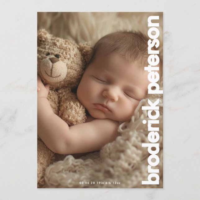 Nyfödd Enkel Modern Foto Födelse Meddelande (Framsida)