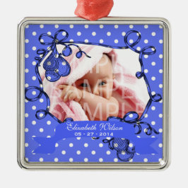 Nyfödd flicka fotoornament julgransprydnad metall