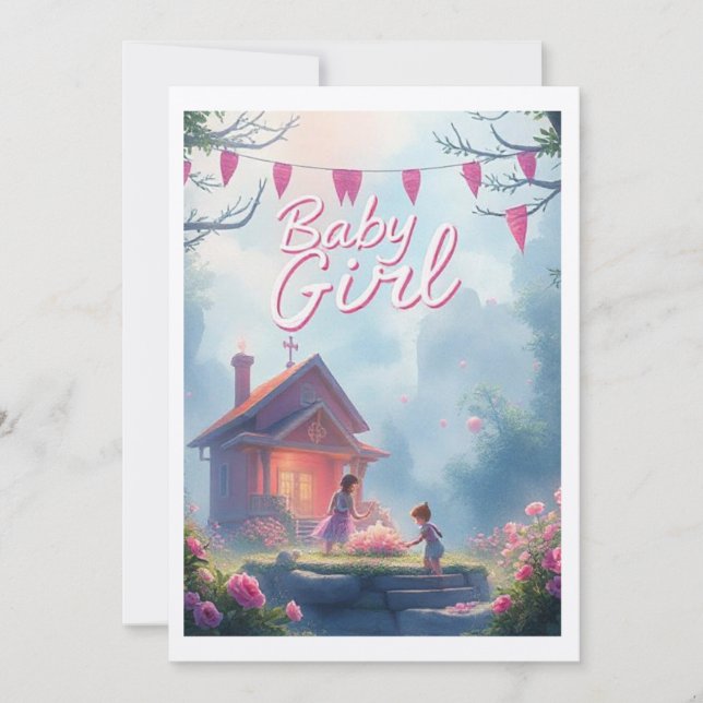 nyfödd flicka inbjudningar (Framsida)