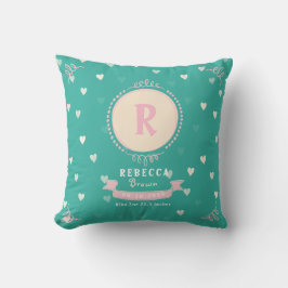 Nyfödd flicka personlig baby keepsakes monogram kudde
